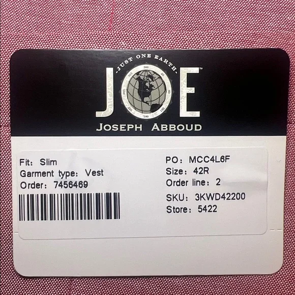 NWT JOE Joseph Abboud CUSTOM MADE Dusty Rose Slim Fit Suit Vest - Pink Size 42R - Picture 11 of 16